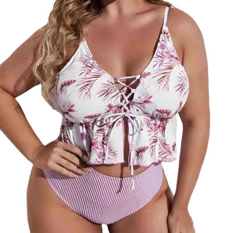 

XXXXL Plus Size Swimwear Sexy 2 Piece Sets Women Swimsuit High Waist Bathing Suit Large Size Print Swimsuit Big Size Bikini Set
