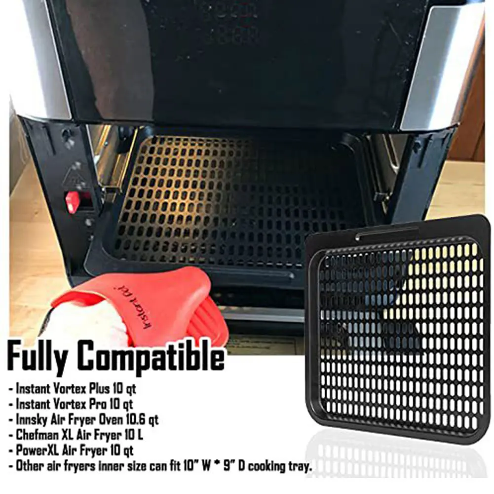 Air Fryer Cooking Tray for Instant Vortex Plus10 Quart, 2 PCS Food Grade  Nonstick Replacement Rack Parts Grill Pan Crisper Plate for Innsky 10.6Qt