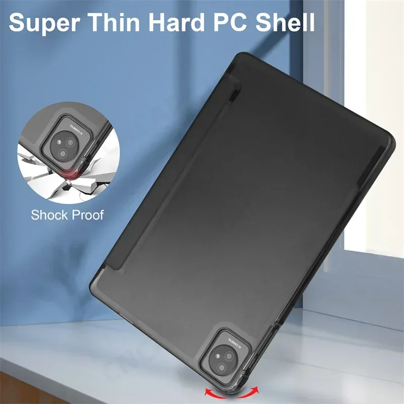Tri-Fold Magnetic Tablet Case with Hard Back Shell and Stand