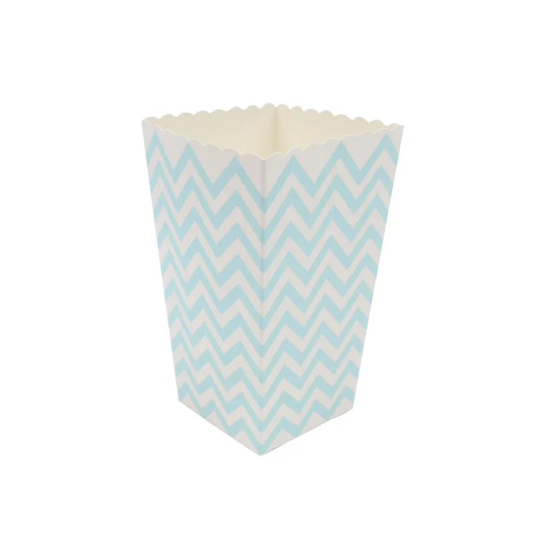 WALMD 6pcs Popcorn Box Colorful Chevron Stripes Dot Gold Gift Box Party Favour Wedding Pop Corn Kid Party Decoration Bags Loot