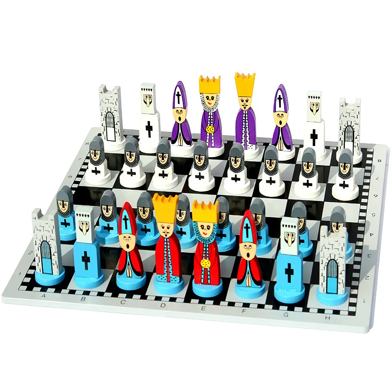 

Wood Figures Chess Board Game Family ChildrenTournament Medieval Chess Historical Souvenir Gift Travel Gry Planszowe Family Game