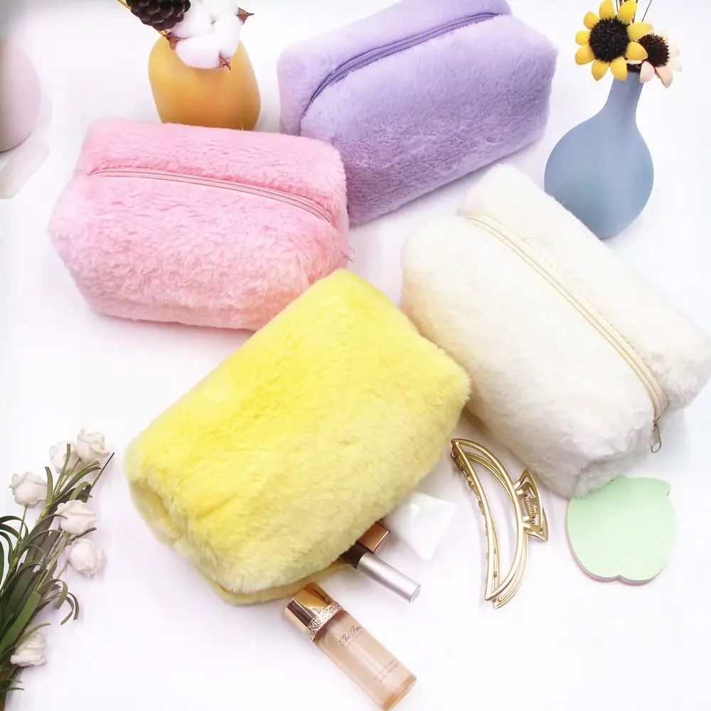 

Capacity Handbags Storage Bag Toiletry Organizer Female Beauty Women's Pouch Plush Makeup Bags Pencil Case Cosmetic Bag