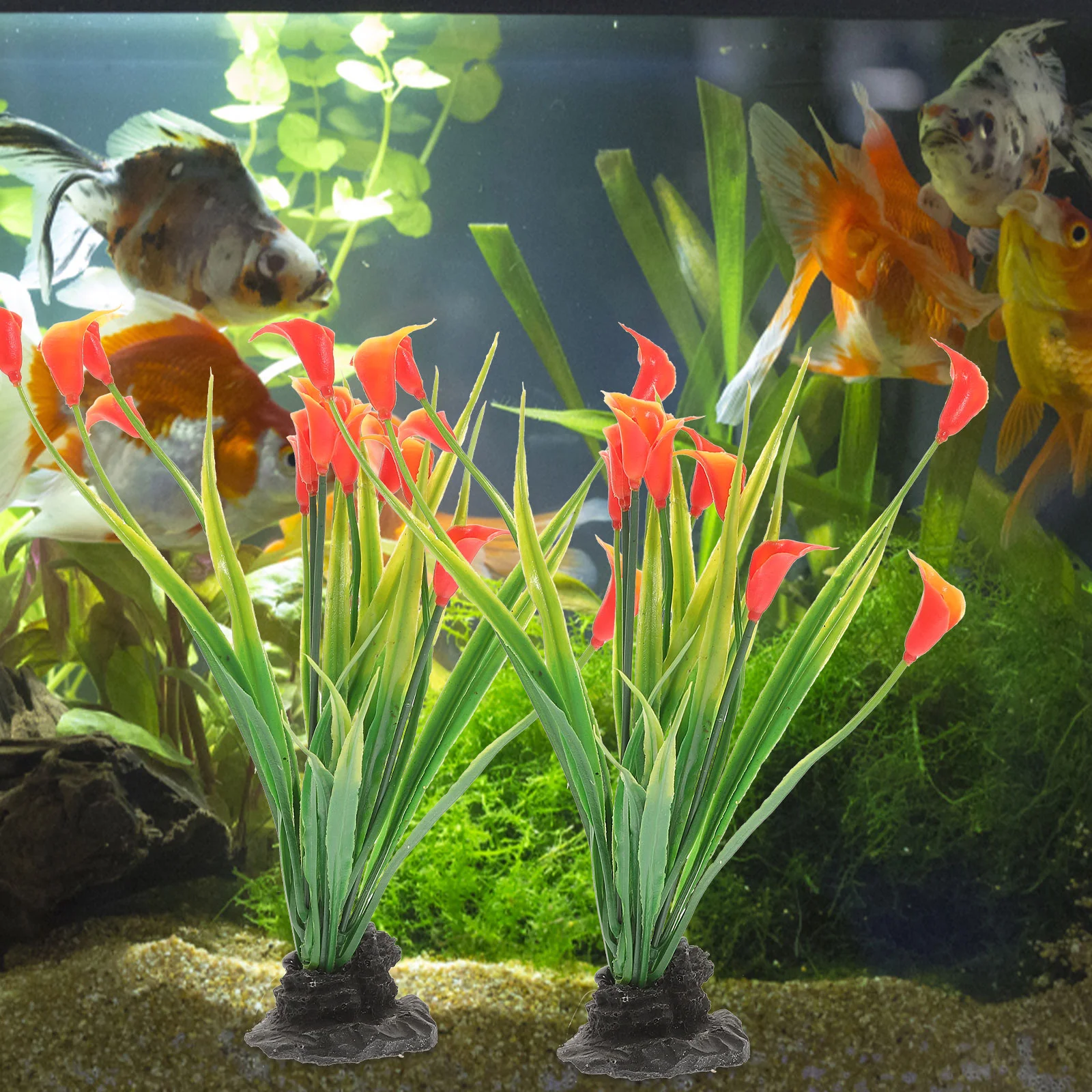 2 Pcs Realistic Fish Tank Decorations Plastic Delicate Plants Aquarium Household Supplies Fake Grass Pet Products