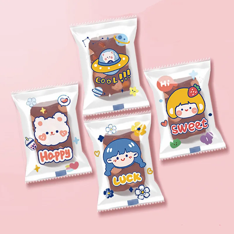

100Pcs Machine Sealing Children Birthday Party Gift Bags Snowflake Crispy Baking Nugat Cookies Candy Sugar Packaging
