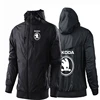 NEW Men Fashion leisure Spring Autumn Skoda Logo Thin Stly Hooded Waterproof Sport Hight Quality Color Windbreaker Jacket Coats 1