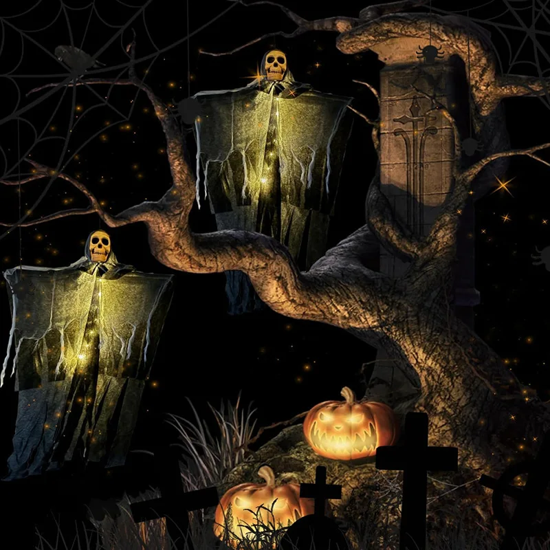 Halloween Glowing Skull Hanging Skeleton 2