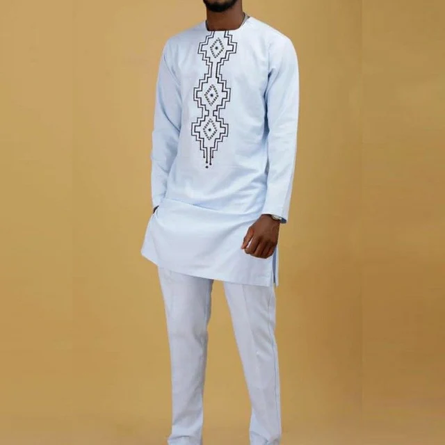 Musa Embroidered Long Sleeve Dashiki Outfit - Image 2