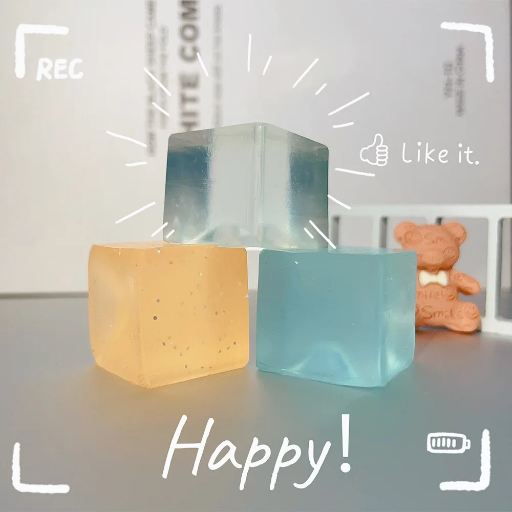 10 Pcs Mini Release Stress Transparent Small Ice Block Pinch Music Children Simulation  Relaxing Mood Squeezing Toy Birthday Gif