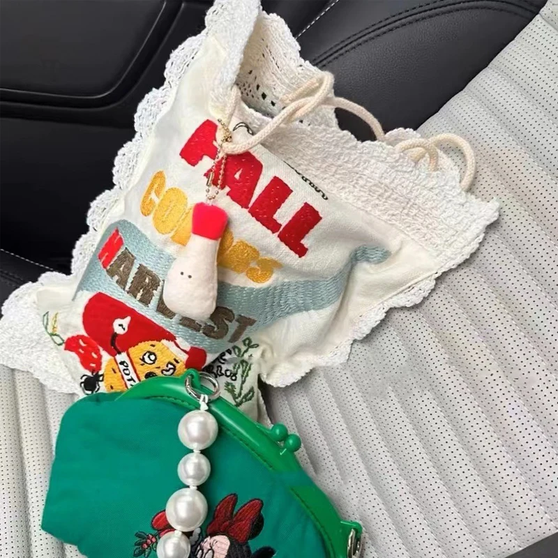 Women's Shoulder Bag New Creative Cartoon Potato Pattern Embroidery Shoulders Bag Casual Fashionbale Versatile Canvas Handbags - 5