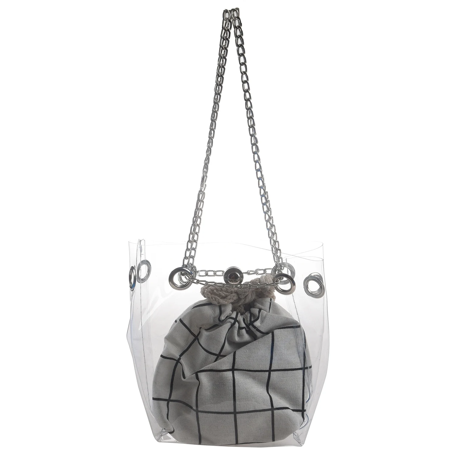 

Желейная сумка для девушек, модная клетчатая сумка, сумка-мессенджер, маленькая свежая сумка через плечо, женская сумка на цепочке