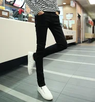 Trendy Men's Jeans Slim Fit Korean Style Summer Lightweight Stretchy Black Trousers Non-fading For Casual Wear 2