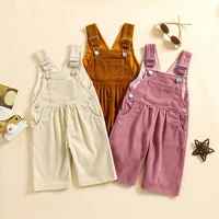 2024-07-18 Lioraitiin 3-24M Baby Girl Summer Overalls Infant Wide Leg Solid Color Jumpsuit Front Pocket Suspender Pants Outfits 1