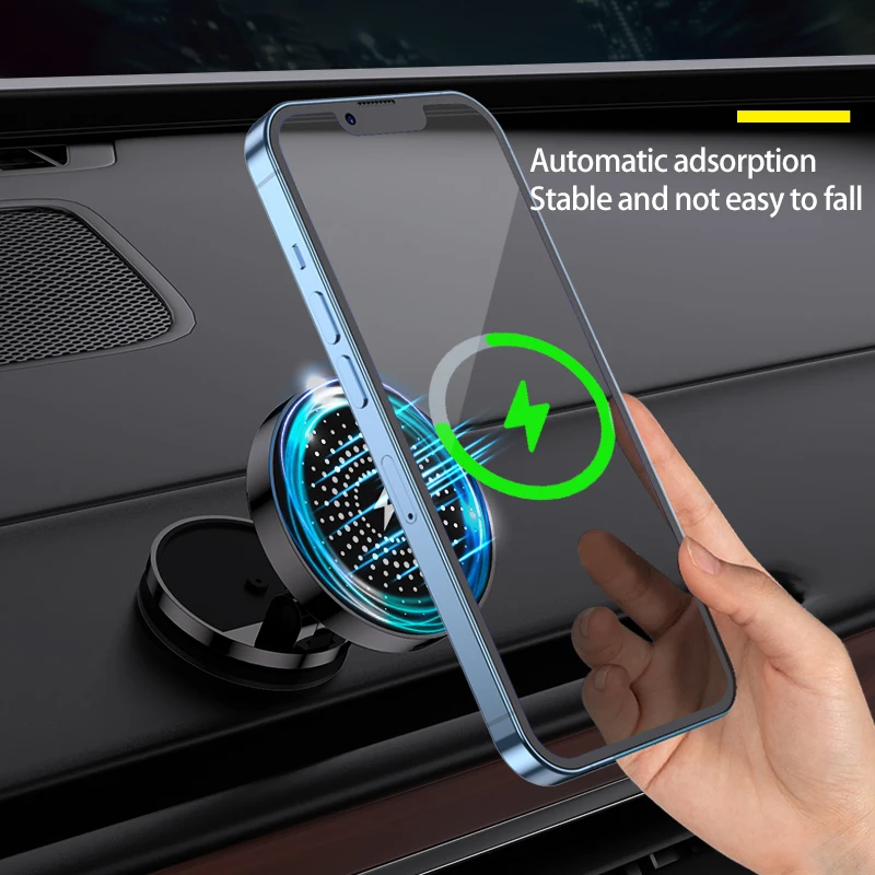 

15W Qi Car Wireless Charger for iPhone 12 11 XS XR X 8 Samsung S20 S10 Magnetic USB Phone Holder Mount