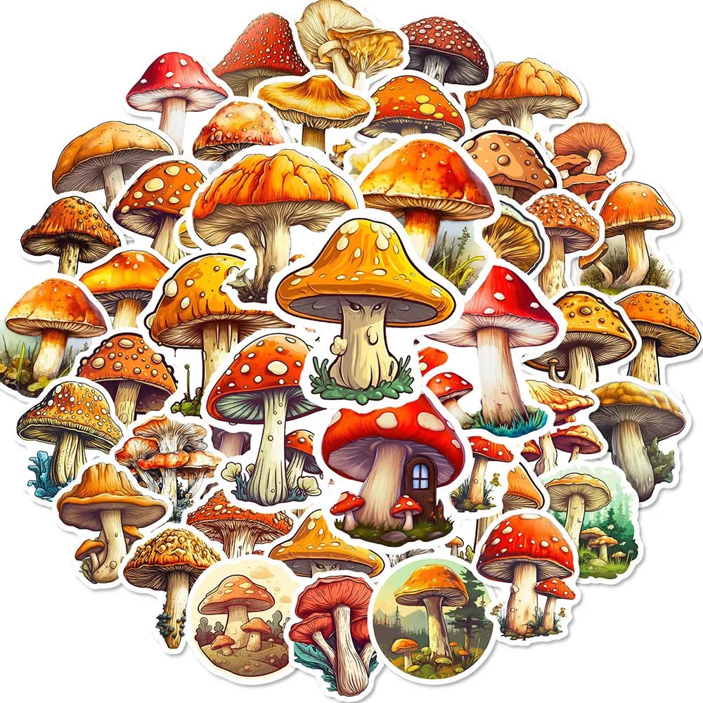 

10/50pcs Retro Personality Mushroom Stickers Pack Graffiti Decals for Kids Scrapbooking Luggage Laptop Skateboard Notebook Phone