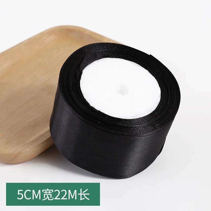 1pc 22 미터/롤 (6mm-50mm) 블랙 폴리 에스터 새틴 리본 활 공예 장식 웨딩 크리스마스 파티 세공 DIY 장식