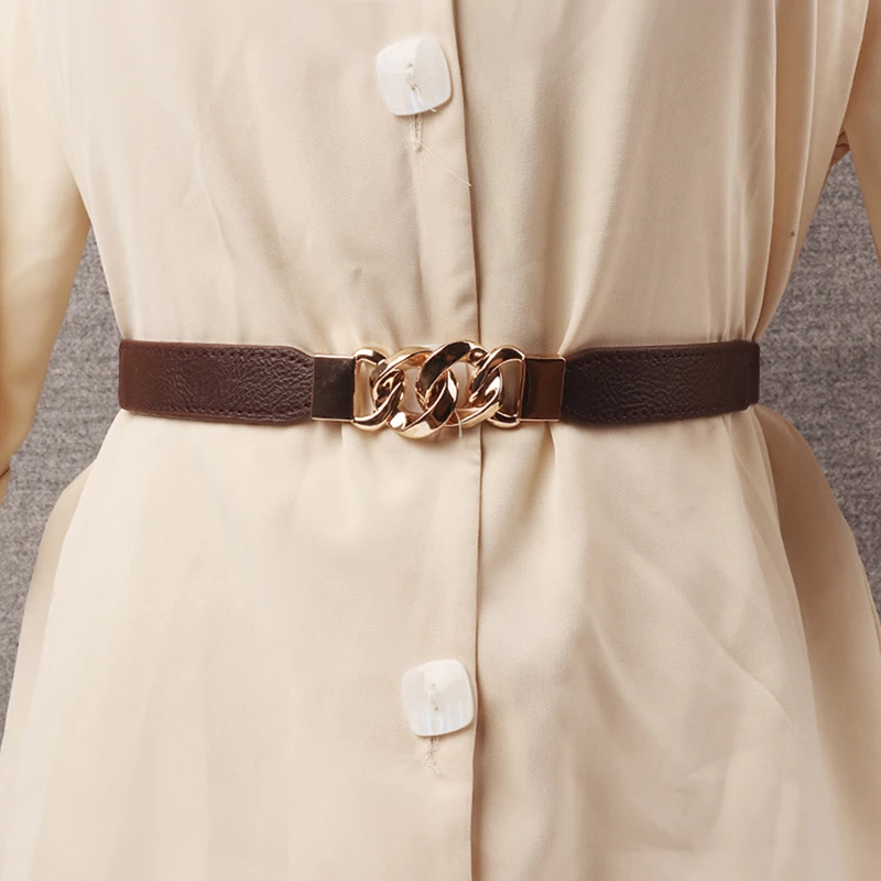 

3 Colors Chain Belt Elastic Waist Belts For Women Ladies Coat Waistband Decorations