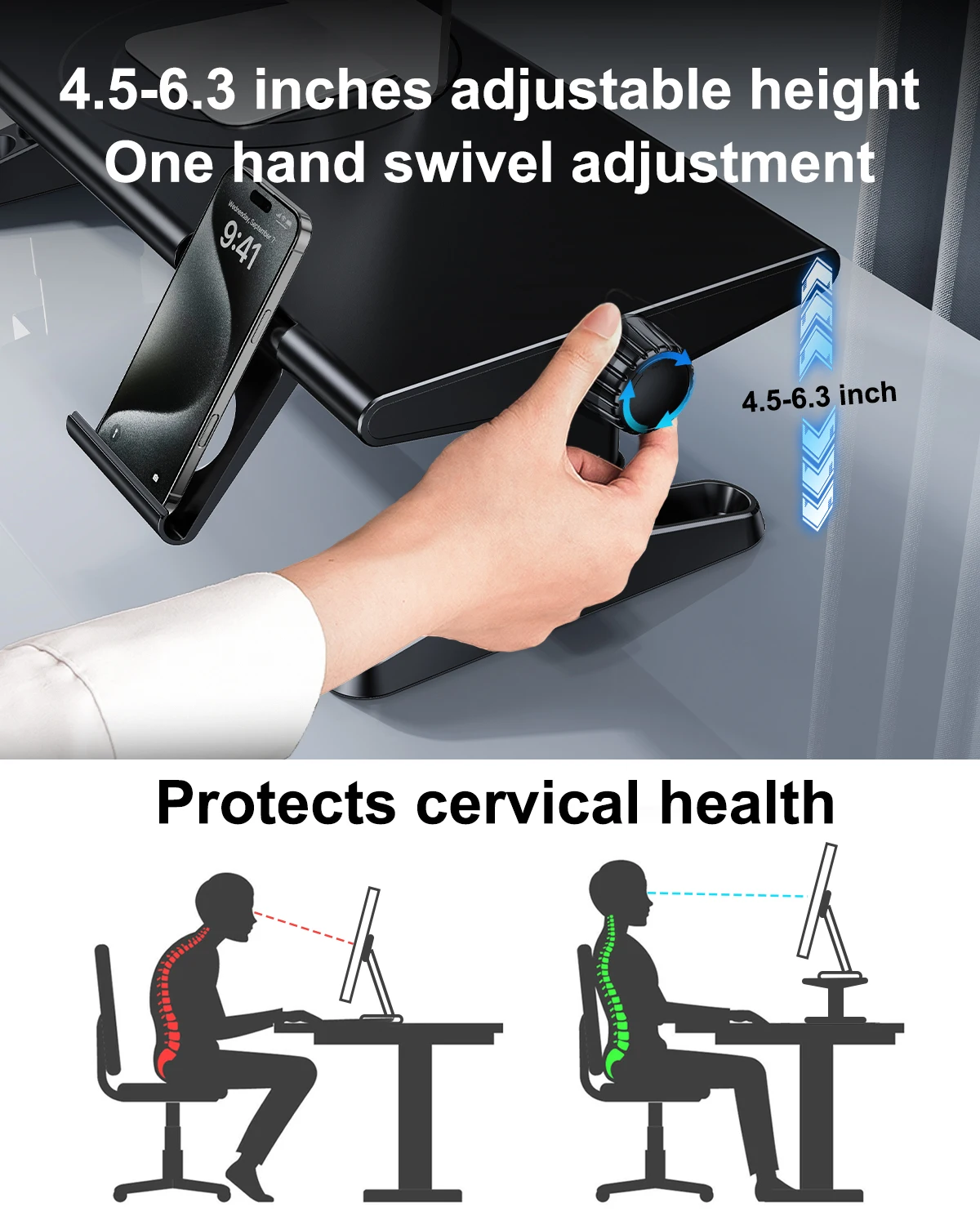 Eary Computer Monitor Stand Riser Height Adjustable With 4-Port USB 3.0 Type-C for Laptop Office Desk Accessories Phone Holder