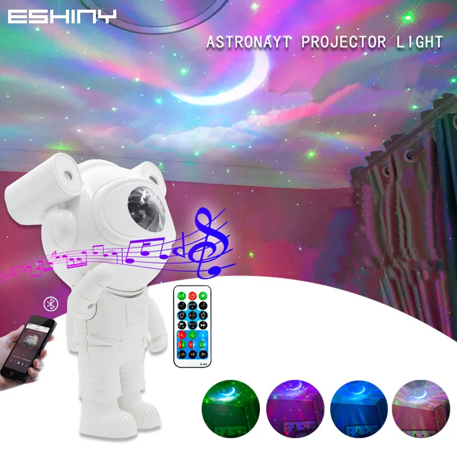 Mp3 Galaxy Star Sky Night Light Moon Astronaut Aurora Starry Projector Laser Led Home Party Room Decorazione Lampada Regalo S12N6