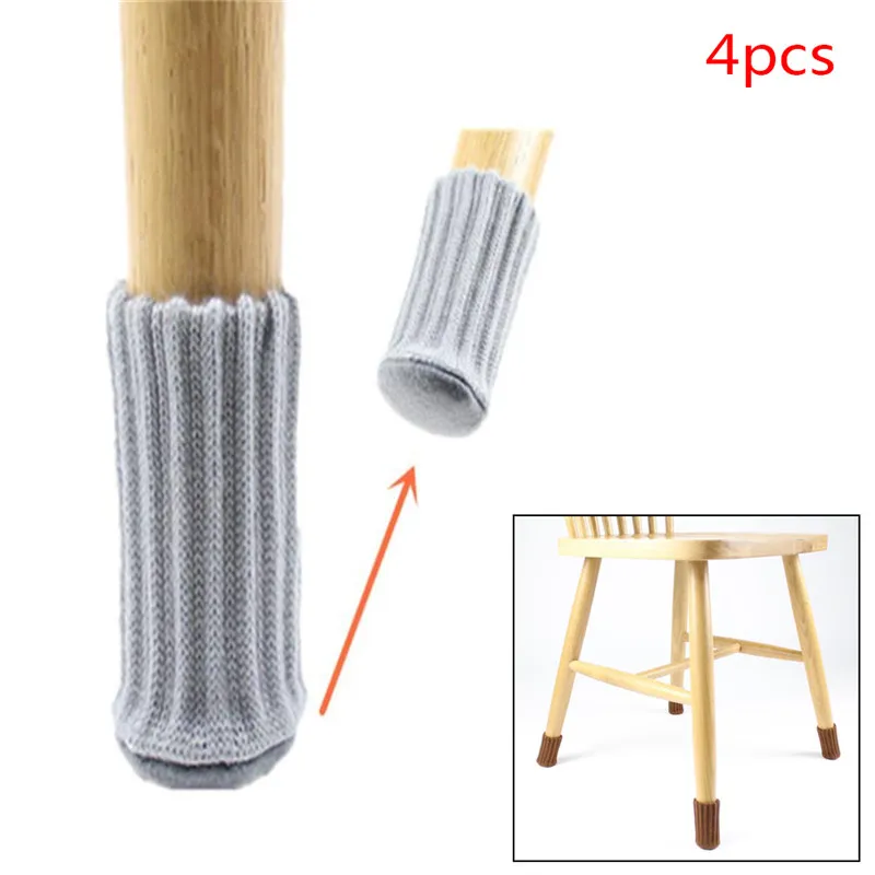 

4pcs Chair Leg Socks Cloth Floor Protection Knitting Wool Socks Anti-slip Table Foot Furniture Feet Sleeve Cover Cat Scratching