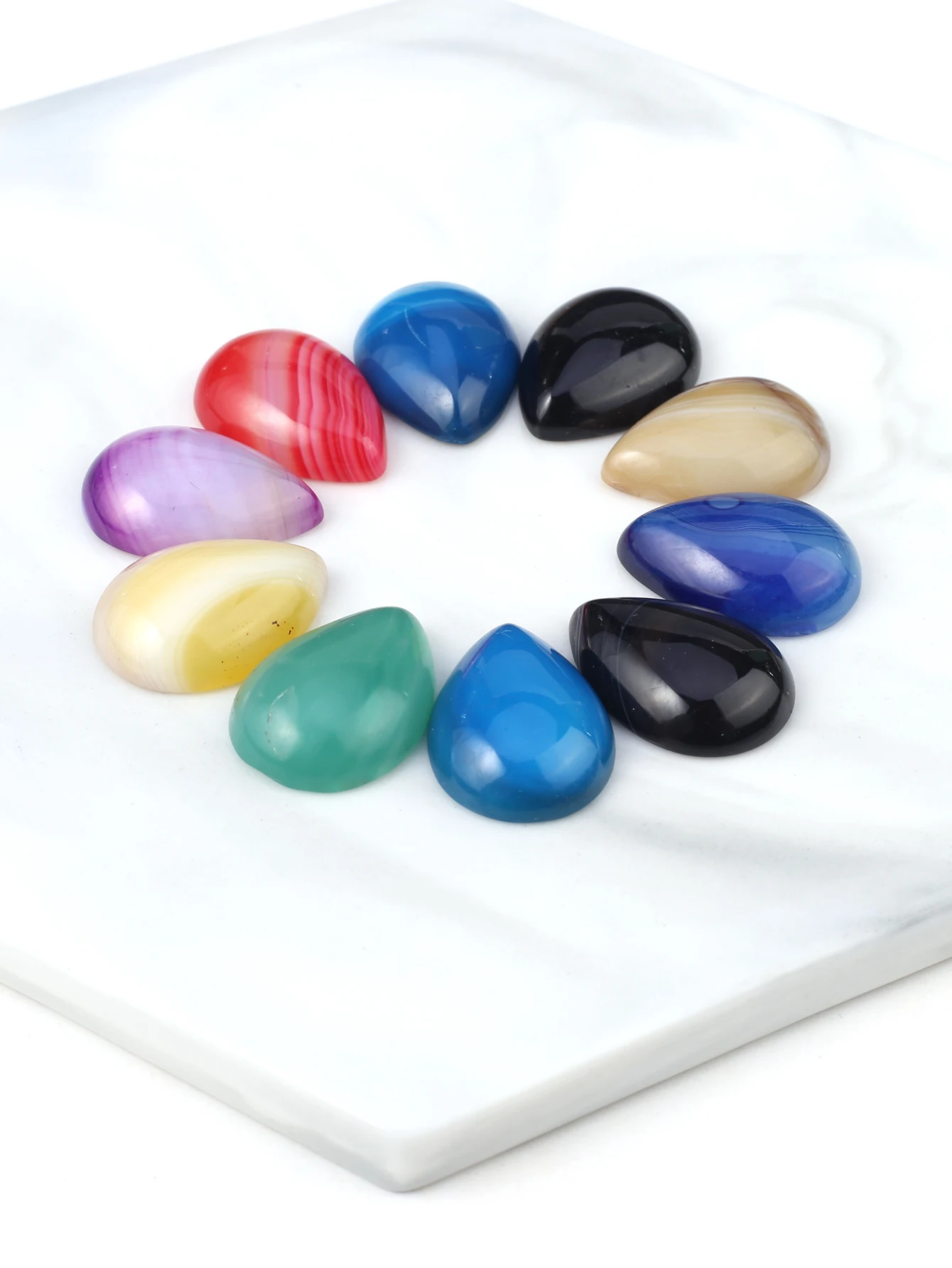 20PCS Wholesale Natural Stone Agate Water Droplets Shape Cabochon DIY for Making Necklace Ring Jewelry Findings