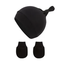 3pcs/Lot Solid Caps for Children Kids' Hat for New Born Baby Hat Birth Hat Baby Beanie Toddler Hat Glove Set Newborn Accessories 4