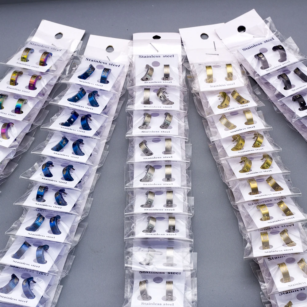wholesale bulk lots 36 pairs(72pcs ) individual mixed designs men's women's punk rock stainless steel jewelry stud earrings