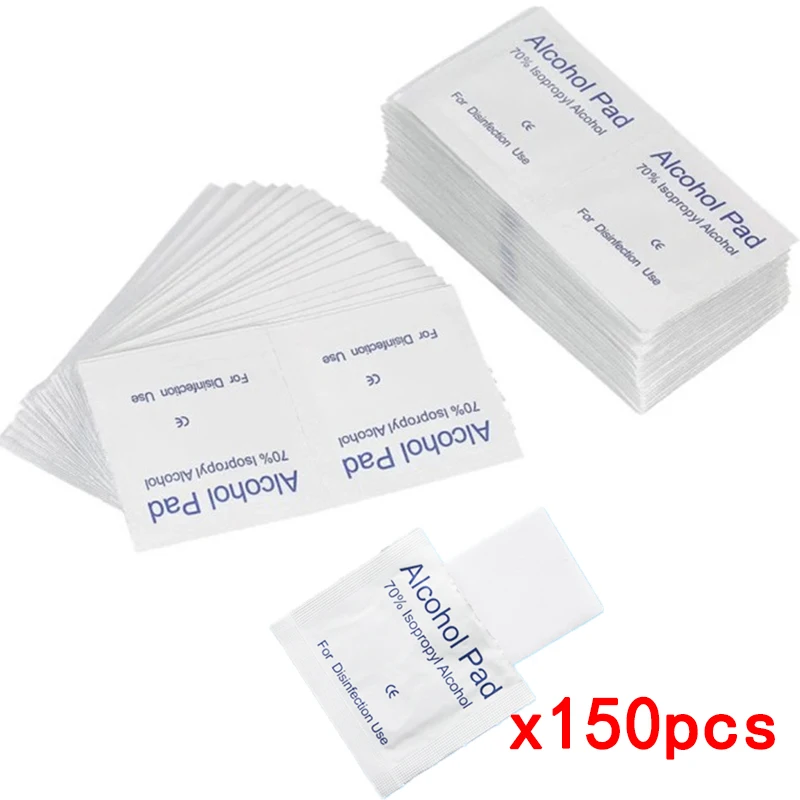 

150pcs Alcohol Cotton Pads Disinfectant Wipes Outdoor Equipment Disinfection Alcohol Pack Nail Art Cleaning Cotton Sterilization