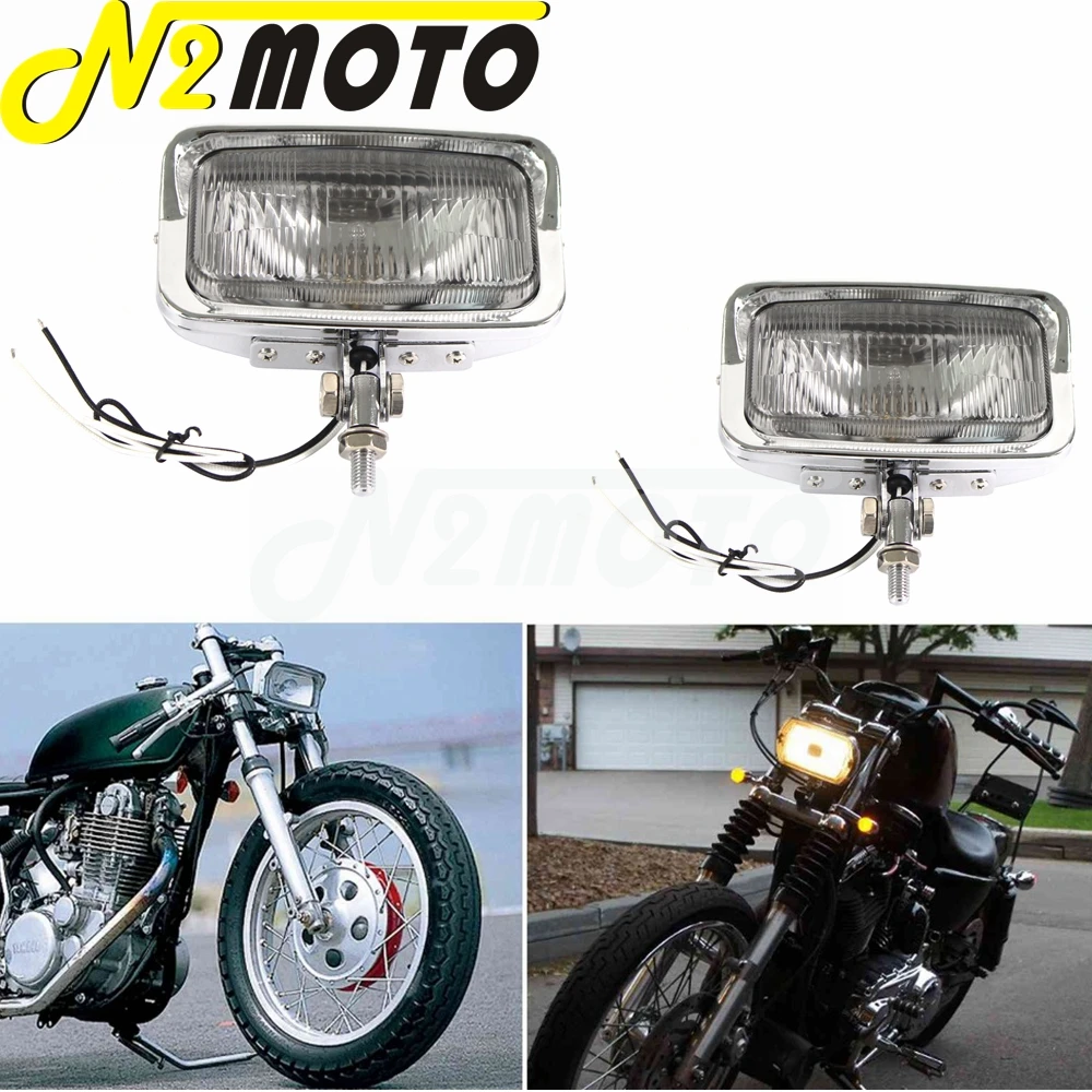 Rectangle Headlight Motorcycle Motorcycle Square Headlight Chrome
