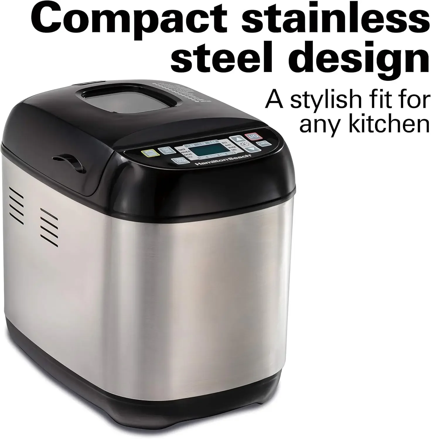 Beach Digital Electric Bread Maker Machine Artisan and Gluten-Free, 2 lbs Capacity, 14 Settings, Black and Stainless Steel 5
