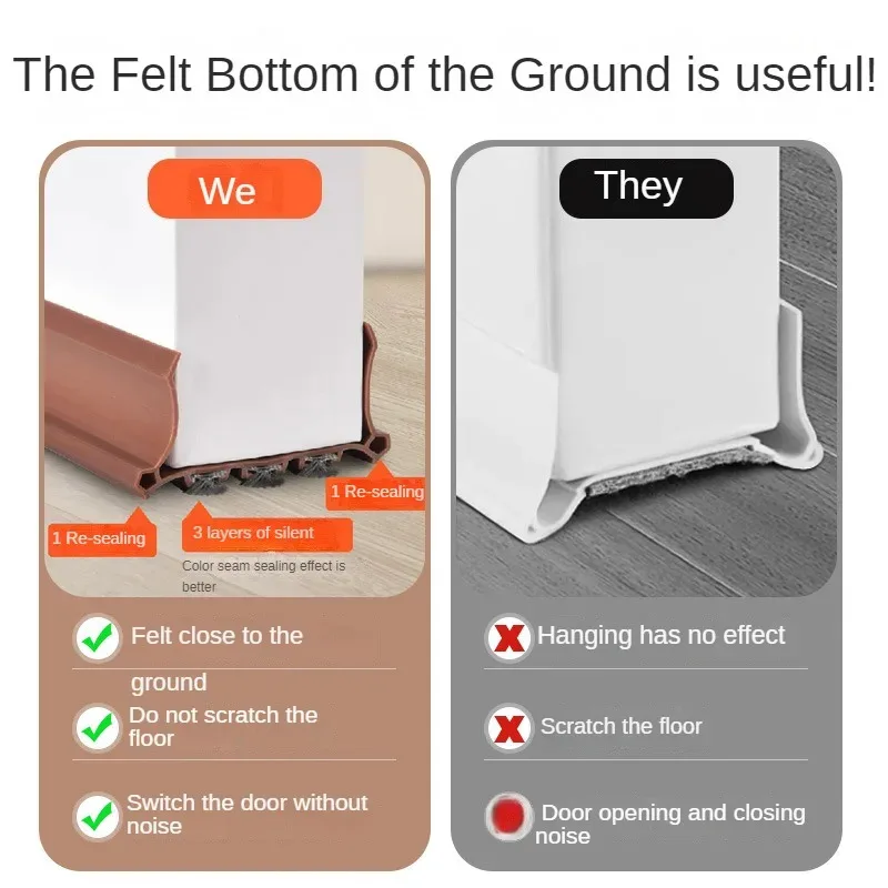 Door Bottom Sealing Strip Insulation Anti-mosquito Without Glue Wool Strip Bedroom Sound Insulation