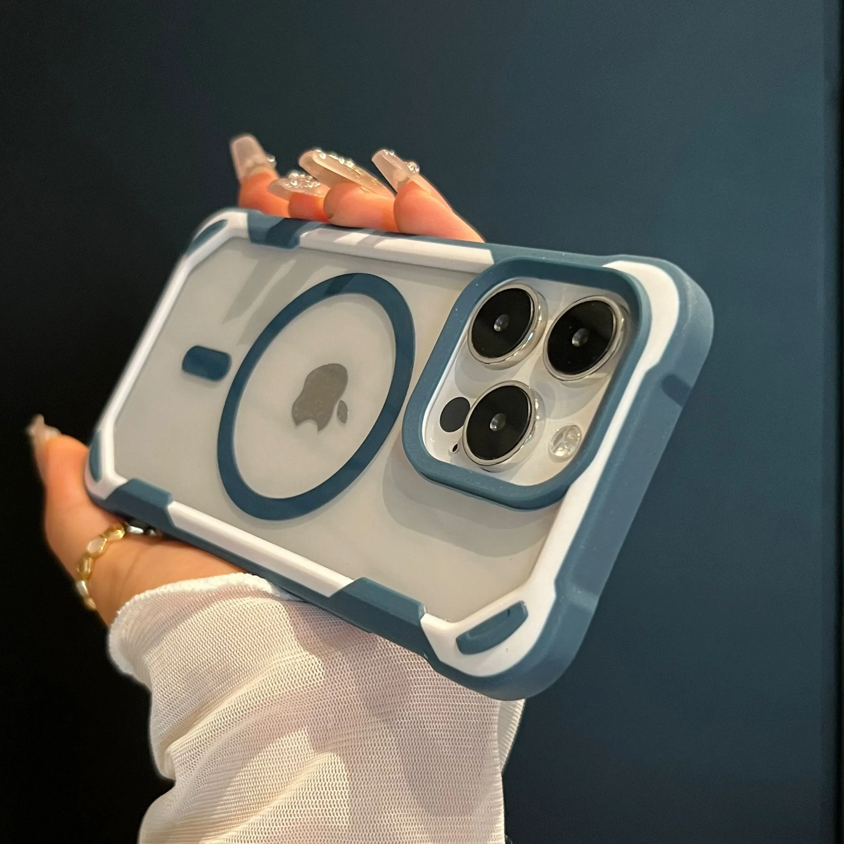Magnetic Shockproof Transparent Acrylic Phone Case with Armor Protection