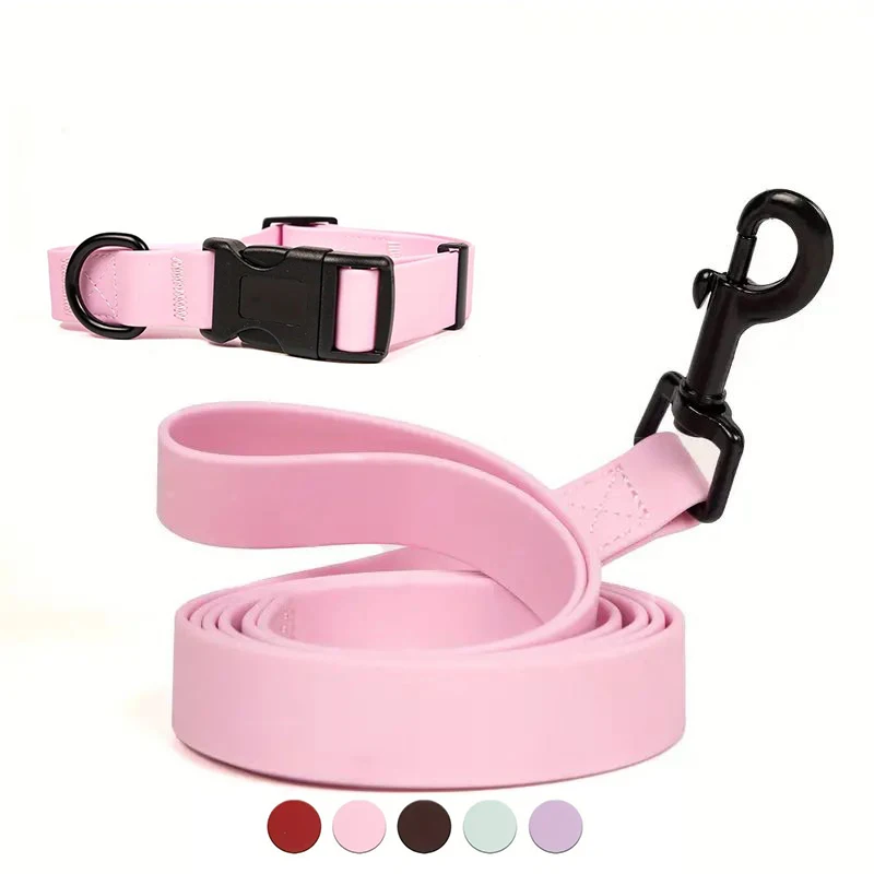Dog Collar, Pet Leash Set, Dog Traction Rope, Dog Seatbelt Leash, Dog Collar and Leash Set Adjustable Dog Collar PVC Waterproof Leash For Small Medium Large Dogs