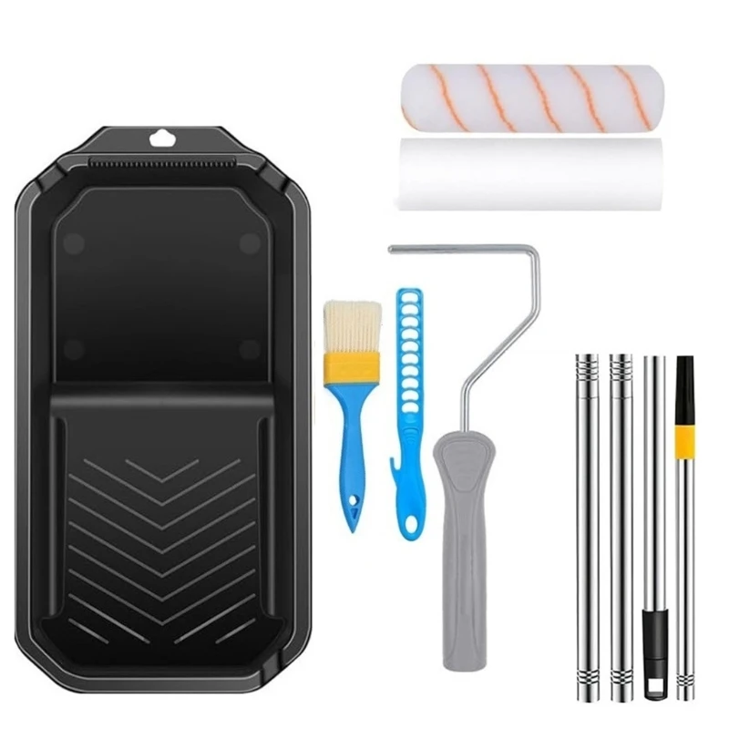 Small Paint Roller Set Includes Microfiber Rollers Touches Up Multipurpose Tray Home Accessory for Wall Painting Y5GA