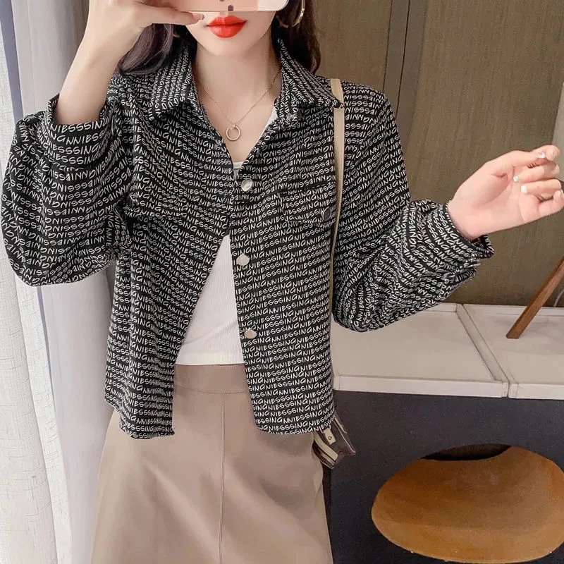 

Female Long Sleeved Shirt Top Coat Spring Autumn Women Leisure Cardigan Blouse Jacket Ladies New Loose Fitting Fashion Outerwear