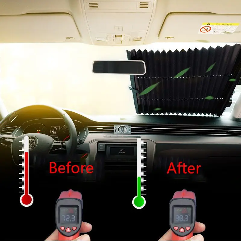 Auto Intrekbaar Gordijn Met Uv-Bescherming Auto Zonnescherm Past Voorruit Voor Voorruit Grote Zonneklep Beschermer Blokken