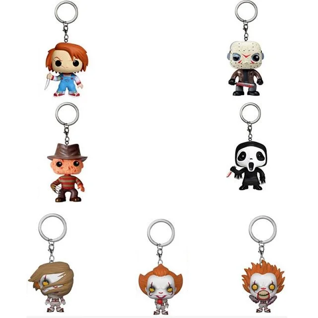 Funko POP IT Pennywise Scream Ghost Face Chucky Pocket Keychain Action Figures Collection Model