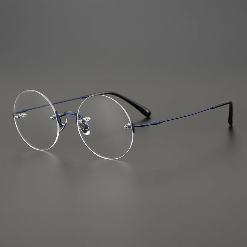2025 Pure Titanium Round Rimless Glasses Frame Simple Fashion Men