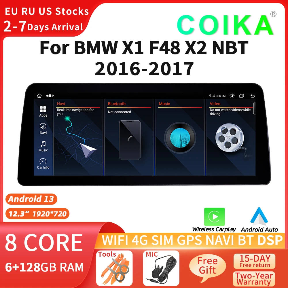 

Автомобильная Мультимедийная стереосистема COIKA 12,3 для BMW X1 F48 2016-2017 HD сенсорный экран GPS-навигация автомобильный радиоприемник Carplay Wi-Fi SIM