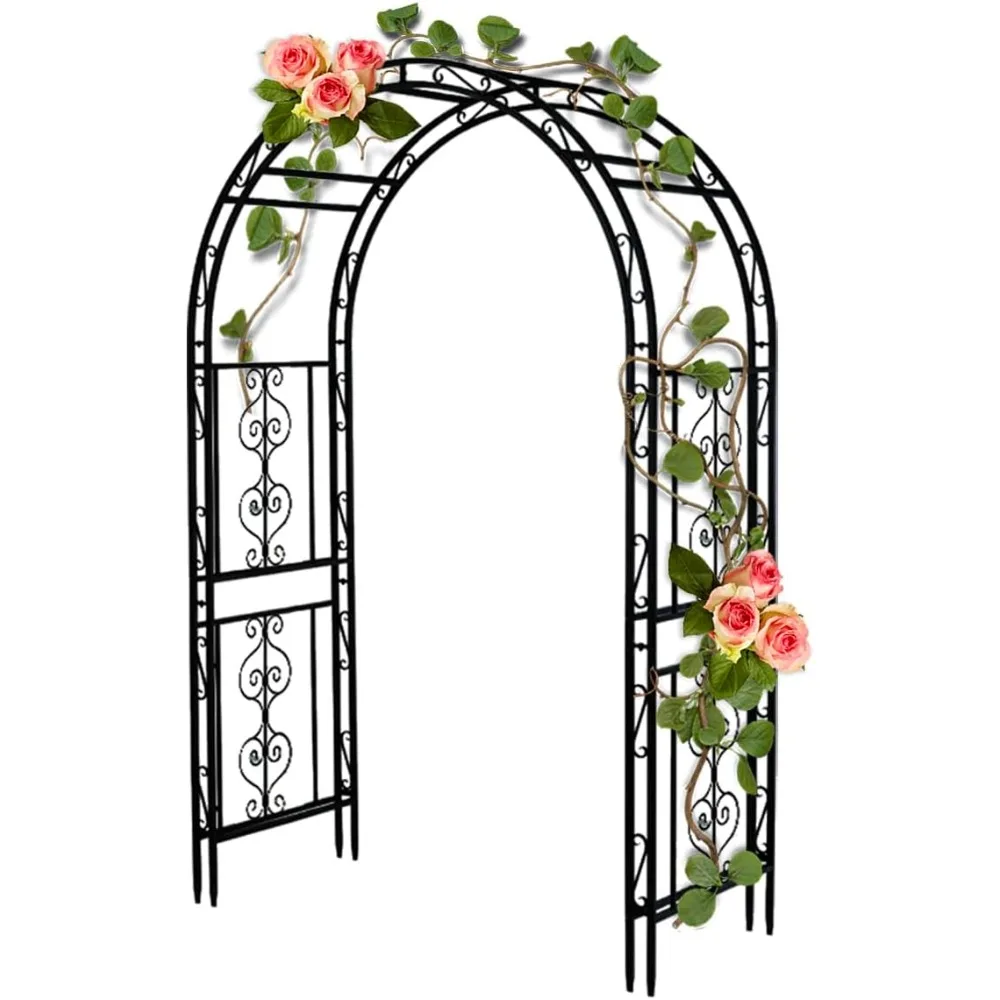 Metal Garden Arbor Trellis, Black Arch for Climbing Plants, Wedding Outdoor Arch for Ceremony, Flowers and Plants Support
