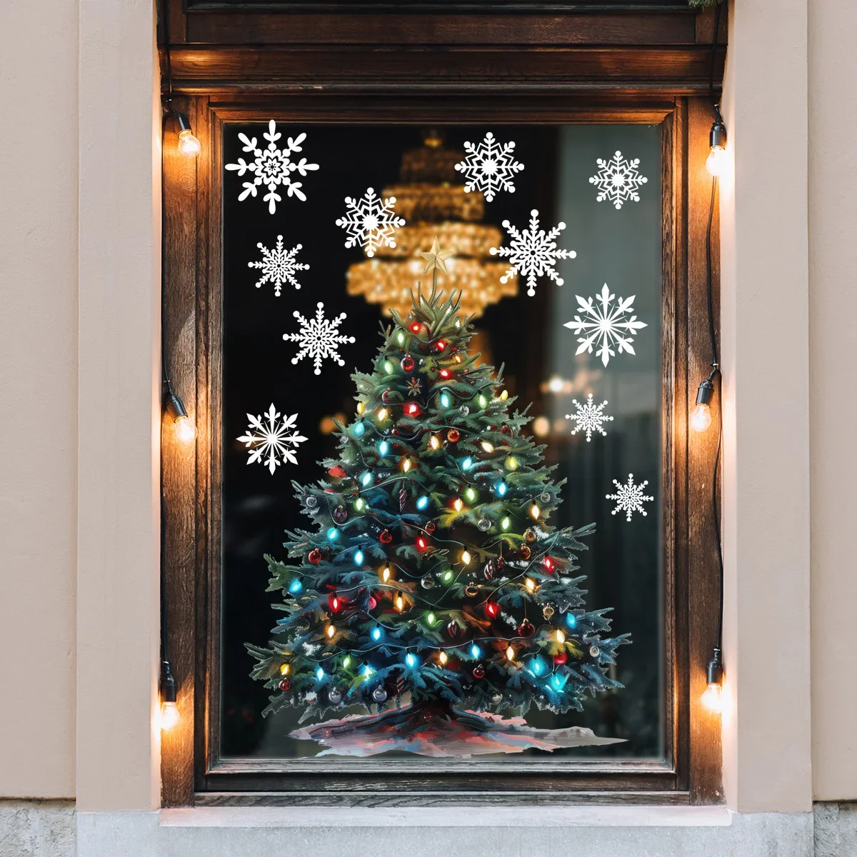 Double-sided Pattern Christmas Decoration Window Stickers Santa Gifts Merry Christmas Xmas Tree Window Glass Sticker New Year