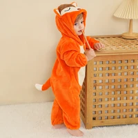MICHLEY Halloween Cute Cartoon Flannel Baby Rompers Stitch Fox Pajama Cotton Baby Boy Girls Animal Costume Animals Baby Jumpsuit 2