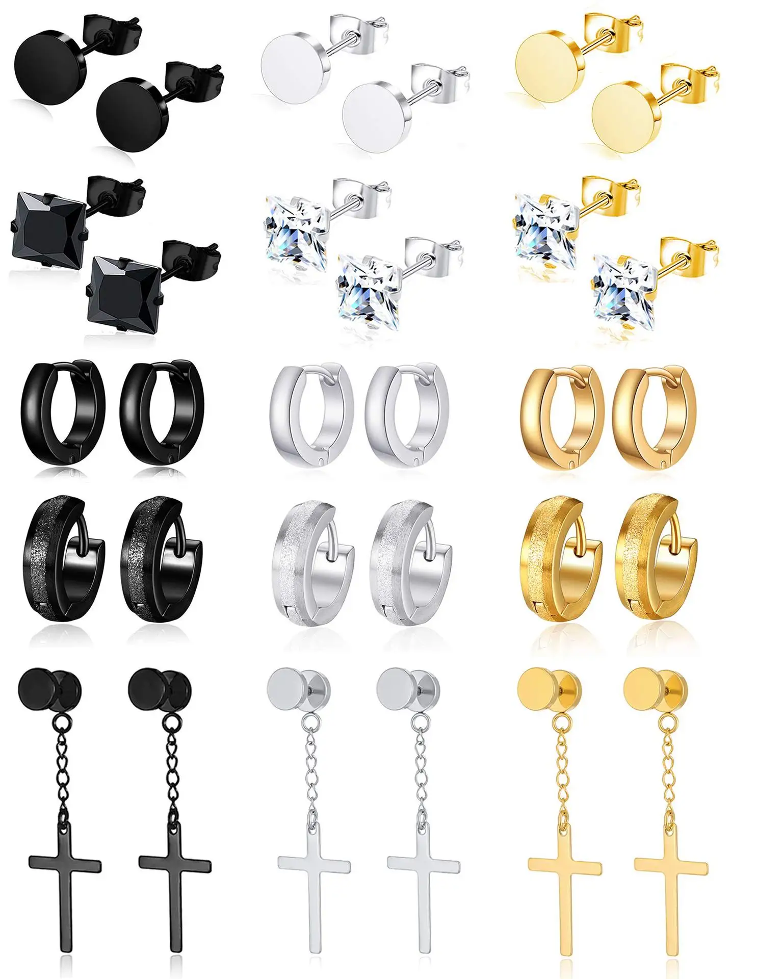 SKU-02-B_15 Pairs(Square CZ)