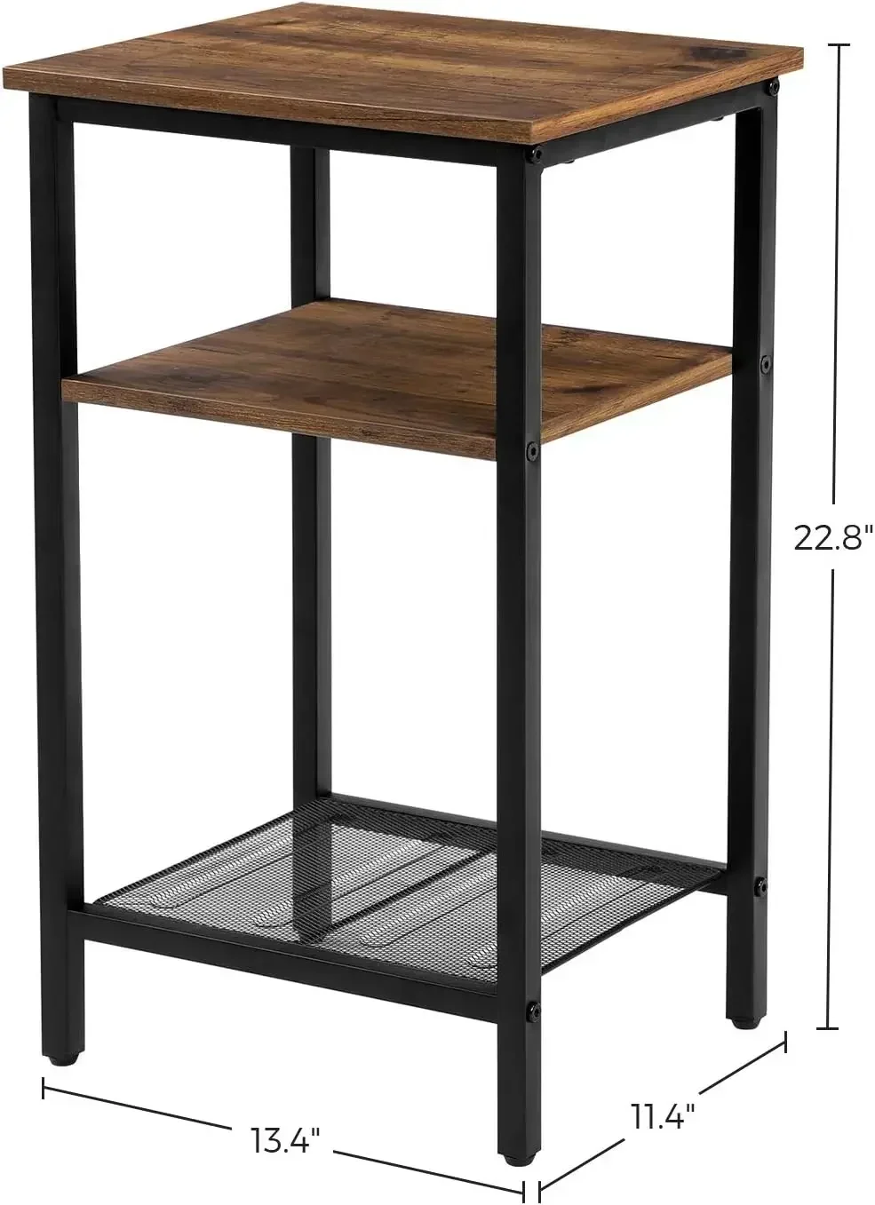 New2025-End Table Set of 2, 3-Tier Nightstands, Side Table for Small Space in Living Room, Bedroom, Steel Frame, Easy Assembly