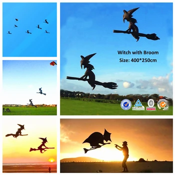 대형 마녀 빗자루 부드러운 연 날리는 펜던트 연, 야외 장난감, 문어 연 릴, 파워 연 방패, 연 잉어, 무료 배송, 4m