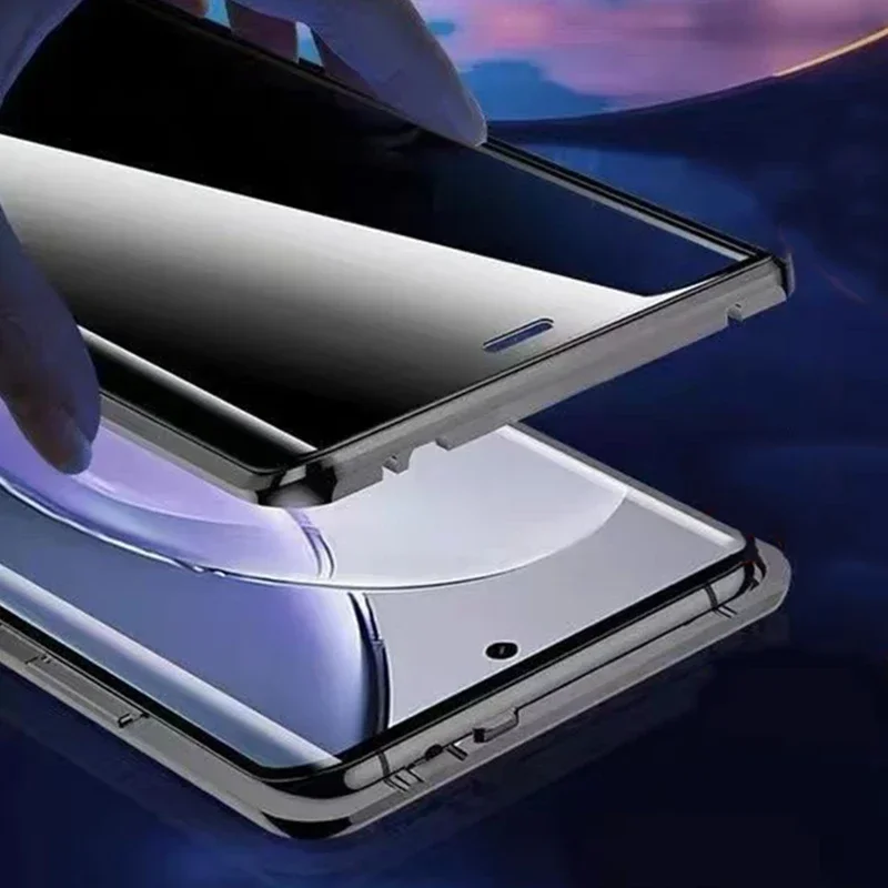 Double-Sided Magnetic Glass Phone Case with 360° Full Protection and Anti-Peeping Feature