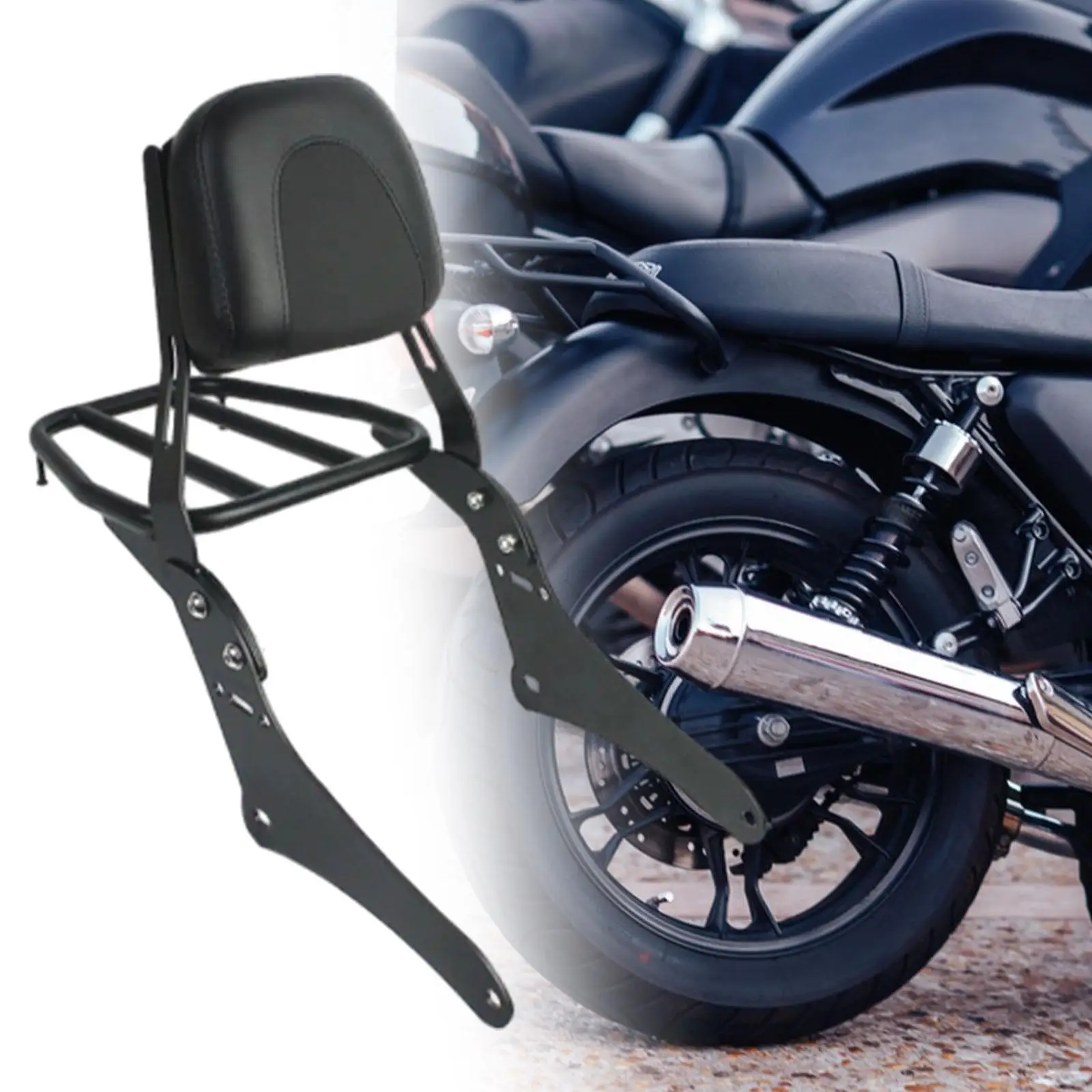 Motorcycle Sissy Bar Backrest Pad with Luggage Rack Passenger Backrest Rear Pad for Honda Rebel cm300 cm500 Easy Install
