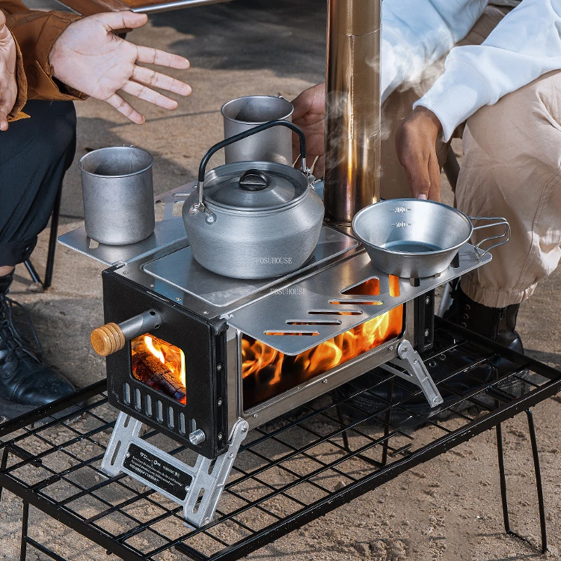 Light Luxury Chimeneas Glass Wood Stove Portable Small Heater Outdoor  Camping Bonfire Stove Nordic Home Garden Barbecue Stove