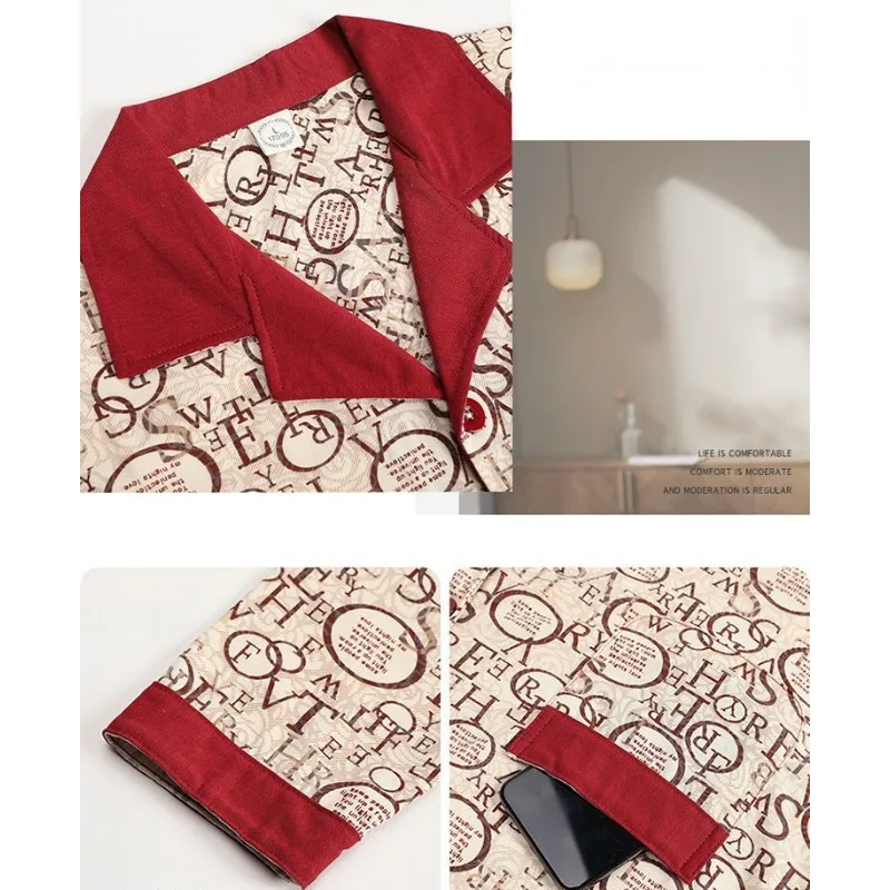 2024 New Men Pajamas Spring Autumn Long-sleeved Cotton Sleepwear Youth Plus Size Middle-aged Loungewear Winter Homewear Cardigan