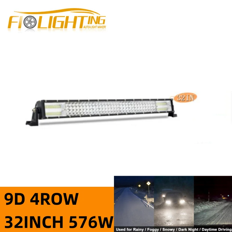 

9D 4Row 32-дюймовый 576W светодиодный 12V, внедорожник, аксессуары 4x4