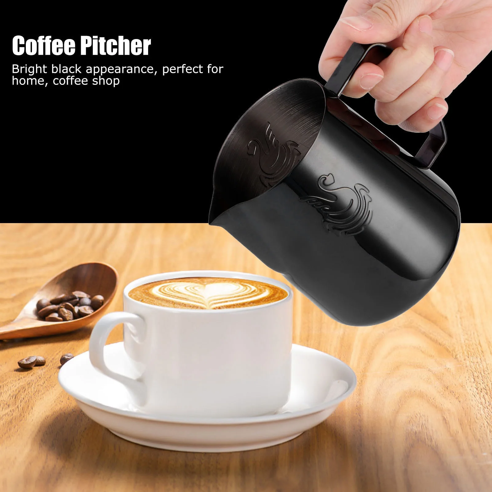 380ml Milk Steaming Frothing Pitcher Stainless Steel Non-Stick Milk Jug Pull Flower Cup Perfect for Coffee Cappuccino Latte Art milk frother jug,milk frothing jug